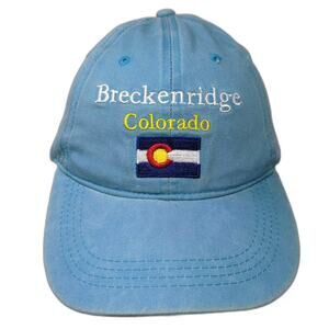 Lucky 7 Baseball Cap Blue White Breckenridge Colorado OS Hat Strapback Cotton